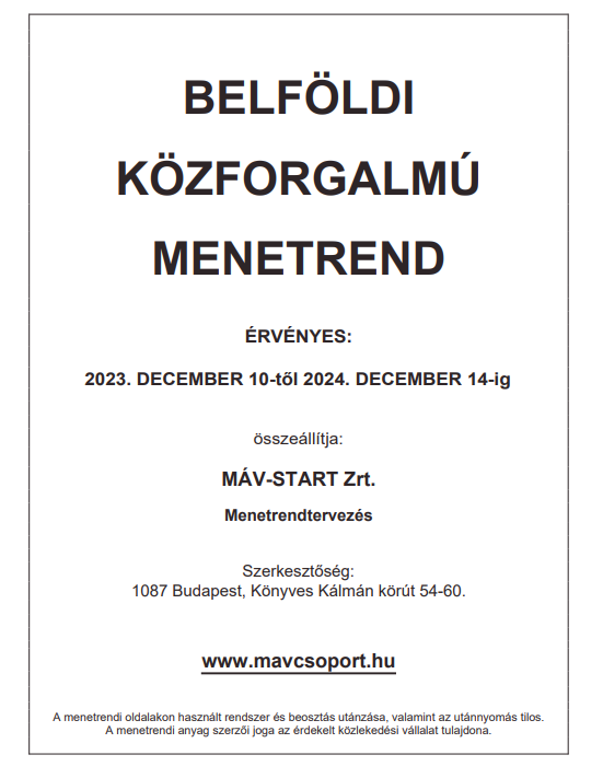 MÁV Start Menetrend 2024 MÁV Menetrend MÁV ELVIRA MÁV Csoport
